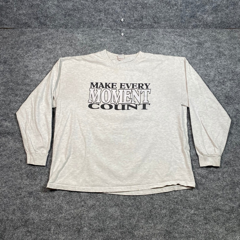 Mens XL Gray Long Sleeve Make Every Moment Count Seize The Grey Graphic T-Shirt